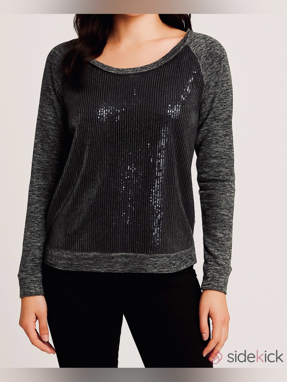 Chance Or Fate Gray Black Shimmer Sequin S Boho Glam Sparkly Whimsigoth Knit Top